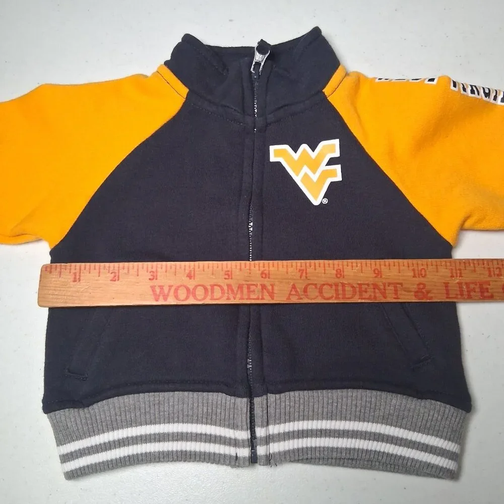 WVU Mountaineers Sweatshirt Baby 3-6 Mos Zip Up West Virginia University Sports - Picture 4 of 16